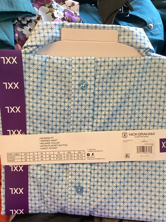 Nick Graham Everywhere Men's Light Blue Geometric Performance Shirt - Picture 2 of 3